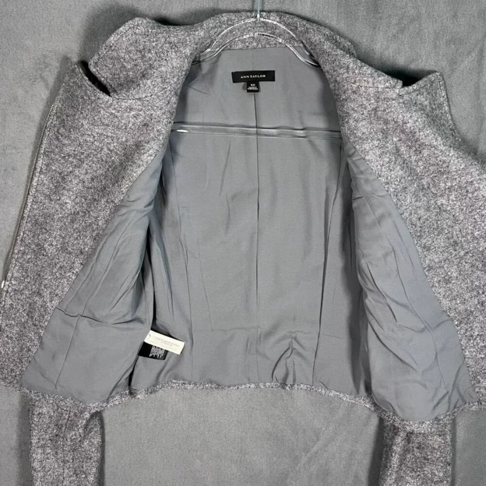 Ann‎ Taylor Boiled Wool Moto Jacket, Grey, XS - Picture 4 of 8